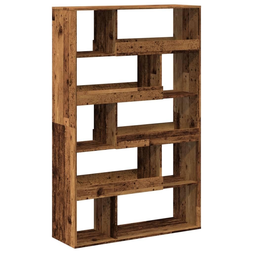 Divisorio effetto legno anticato, 100 x 33 x 156,5 cm, scaffale con 10 scomparti in legno, libreria, divisorio per soggiorno, camera da letto, libri, decorazione, facile da pulire