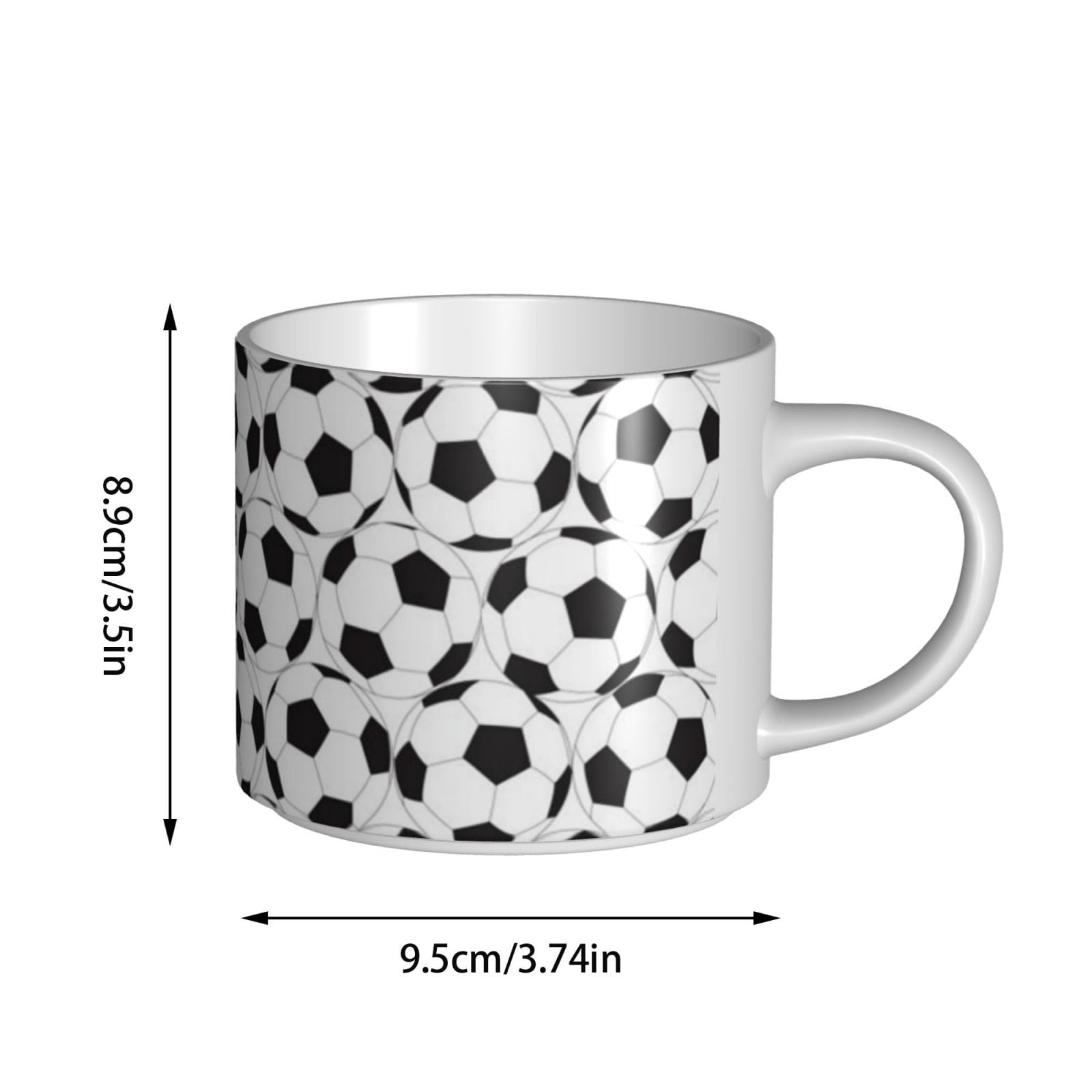 Schwarz-weißes Fußball-Muster, bedruckte große Kapazität, Keramik-Tasse, Kaffeetasse
