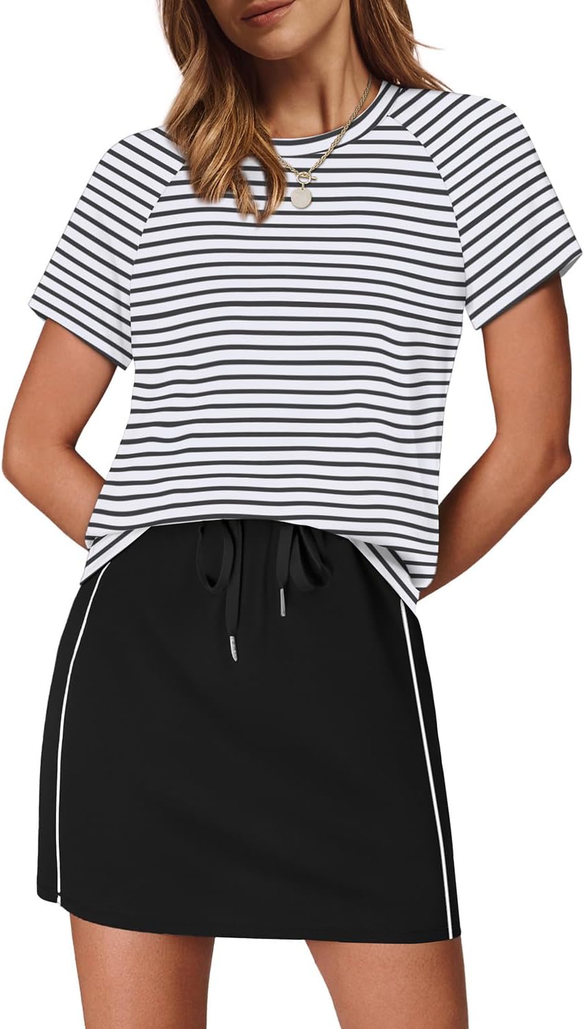 Sampeel 2 Piece Sets for Women Skirt Sets Summer Outfits Womens Clothing Set Travel Workout Skort Sets