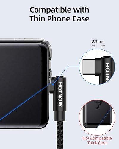 Miniatura 7 de HOTNOW Cable corto USB A a USB C en ángulo recto de 1 pie, 3 unidades de 1 pie Cable de carga USB-C portátil de 90 grados de nailon trenzado de
