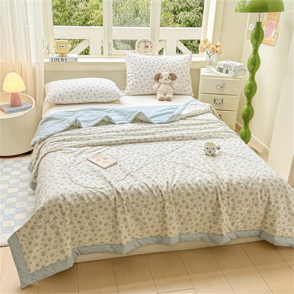 Mateju Modern Bettüberwurf Tagesdecke de Gesteppt, Baumwolle Tagesdecken Überwurf Atmungsaktive Leicht Dünn Sommerdecke,Steppdecke Weich Sofaüberwurf Für Bett (Blumen,200 * 230cm)