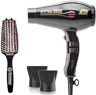 Parlux 3800 Eco Friendly Ionic and Ceramic Black Hair Dryer and Miracle Detangling Brush Medium Size Nylon & Boar Bristles for All Hair Types – Blush Pink