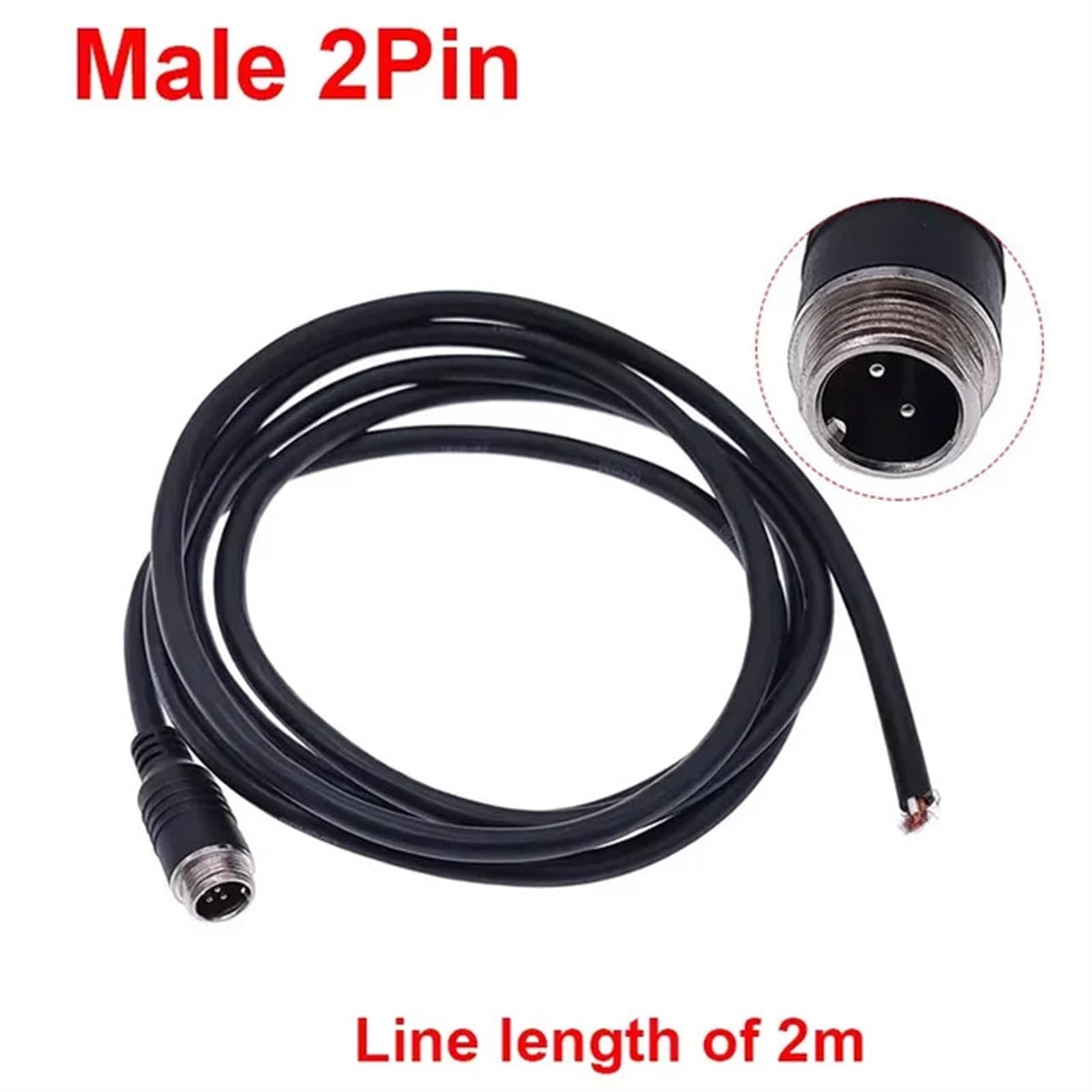 Cable de extensión GX12 de 2/3/4/5/6 pines macho/hembra, conector M12 de vídeo y audio para cámara (2 pines macho)