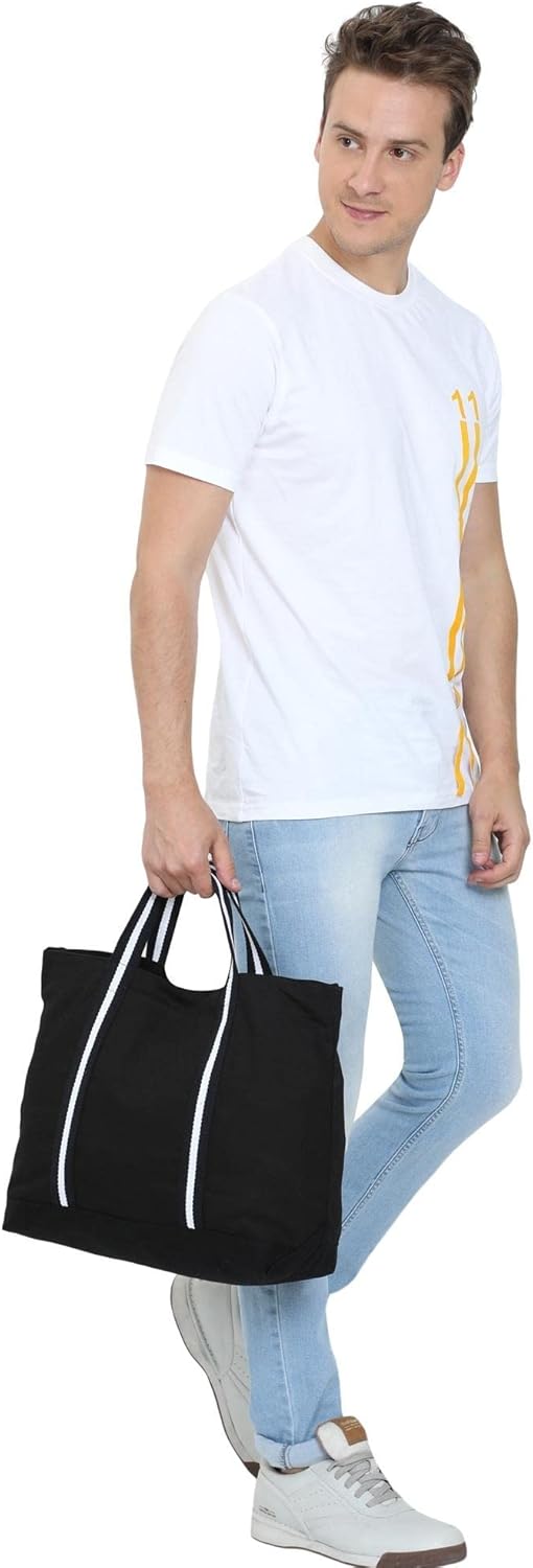 Eco Right Extra Large Canvas Tote Bag for Shopping & Work, Beach Bag with Adjustable Crossbody Handles