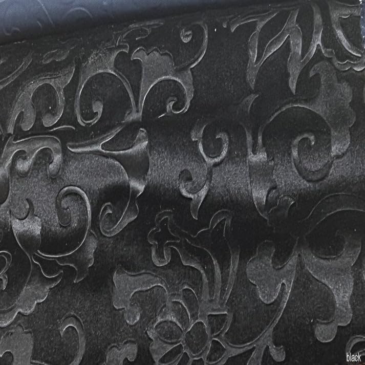 Vails Black Brocade Velvet Fabric Cut by the Yard, Ideal Embossed Material for Upholstery Coaches and Chairs, Drapery, Pillows, Slipcovers, Tablecloths, Sewing, DIY, Etc