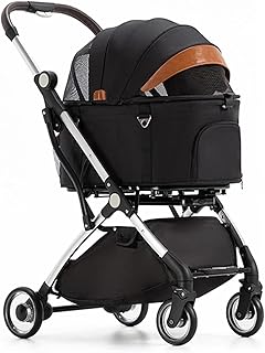 Carrinho de transporte para animais de estimação para cães e gatos Carrinho de bebê separável para cães 4 rodas Carrinhos para animais de estimação para cães pequenos e médios Carrinhos de passeio leves e dobráveis (preto)