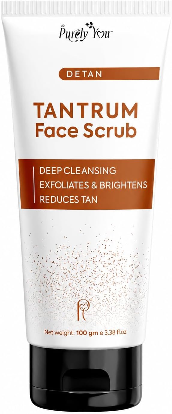 De-Tan Face Scrub 100g | Walnut Shell Powder with Lime, Camphor & Clove Oils | Exfoliating Facial Scrub for Tan, Dull & Uneven-Looking Skin | Face Care for Men & Women
