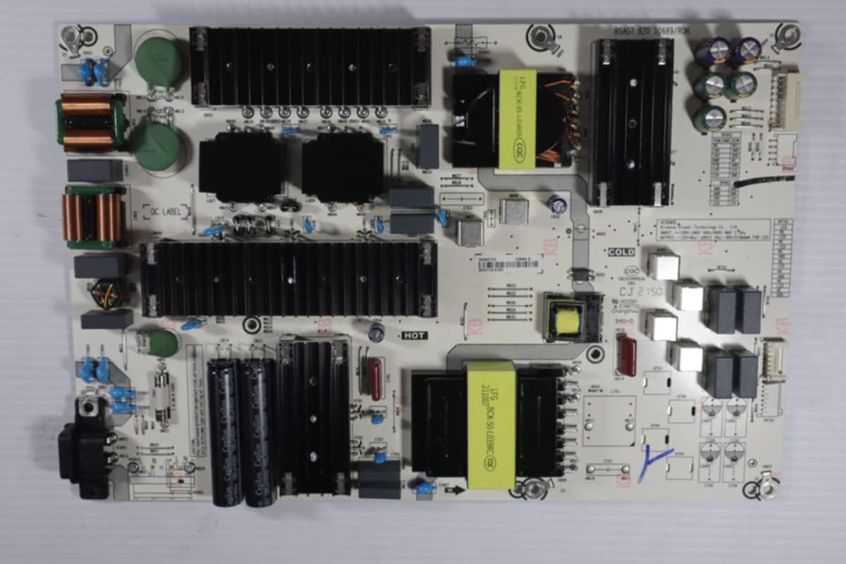 Front view of the Power Supply Board with capacitors and transformers