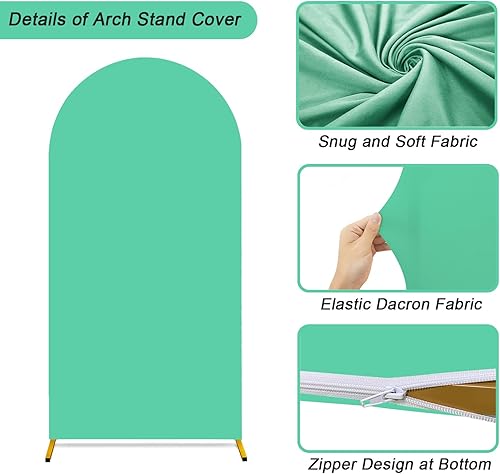 Miniatura 4 de Juego de 3 fundas de arco de boda de elastano ajustadas de 2 caras, fundas para soporte de arco de parte superior redonda, para fiesta de