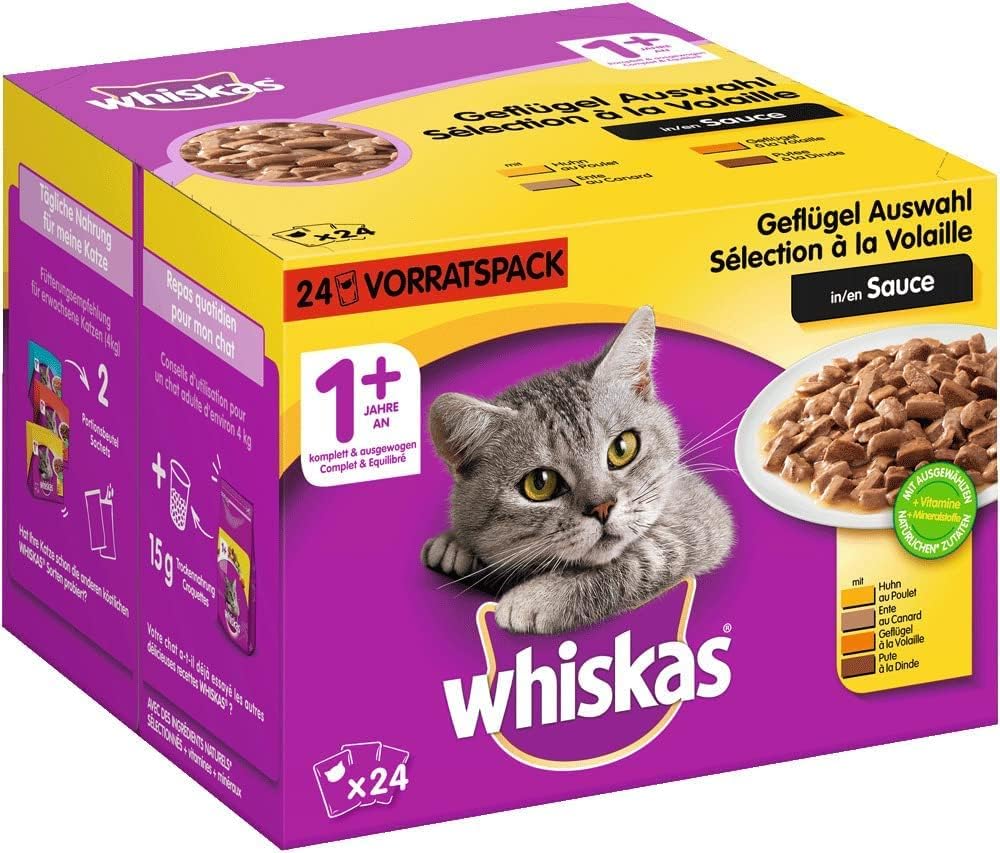 Whiskas 1+ Katzennassfutter Schmackhaftes Nassfutter in 48