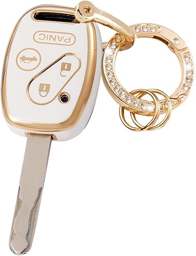 WSAuto Funda para llavero con llavero de metal compatible con Honda Accord Civic CR-V Fit Odyssey Pilot Ridgeline CR-Z Accesorios de TPU suave,