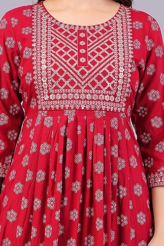 Image of NEW4U Women's Sequin Zari Embroidery Printed Naira Cut Kurti