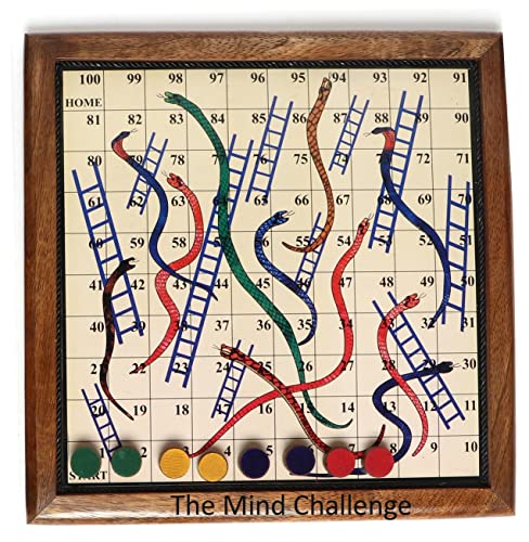 Image of Handmade Magnetic Wooden Classic Snakes And Ladders Travel Board Game, Big Kid