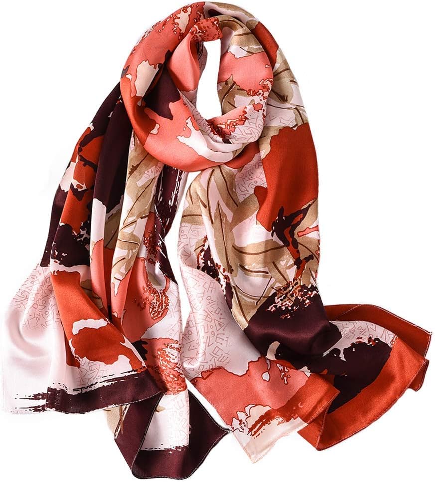 100% Natural Mulberry Silk Scarf | Birthday Gifts for Women with Envelope Wrap & Blank Greeting Card | Multi-use Scarf for Women UK | Ideal Gifts for Mom and Teacher