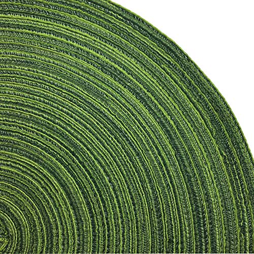 Red-A, Placemats, Round Placemats For Dining Table Set Of 4 Woven Heat Resistant Non-Slip Kitchen Table Mats Diameter 14 Inch(Hunter Green) #TOP4