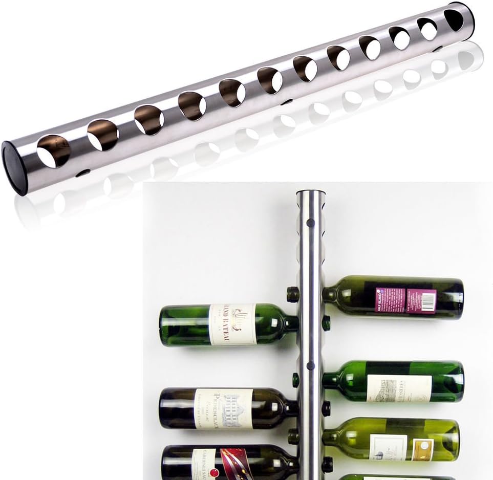 Stainless Steel Wine Rack Bar Wall Mounted Kitchen Holder 12 Bottles