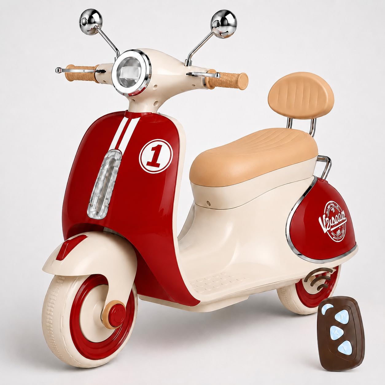 kidsROAR Electric Bike for Kids, Battery Operated Vintage Scooter for Girls and Boys with Music Wide Seat, Safe Bike for Kid, Ages 2-6 Years, Stylish & Fun Design (Maroon)-image-42