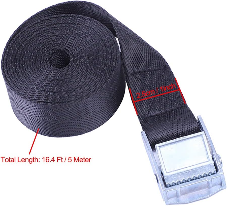1 Inch x 16.4 Ft Tie Down Straps Lashing Strap Cargo Tie-Down Straps with Cam Buckle, 4 Pack, Black