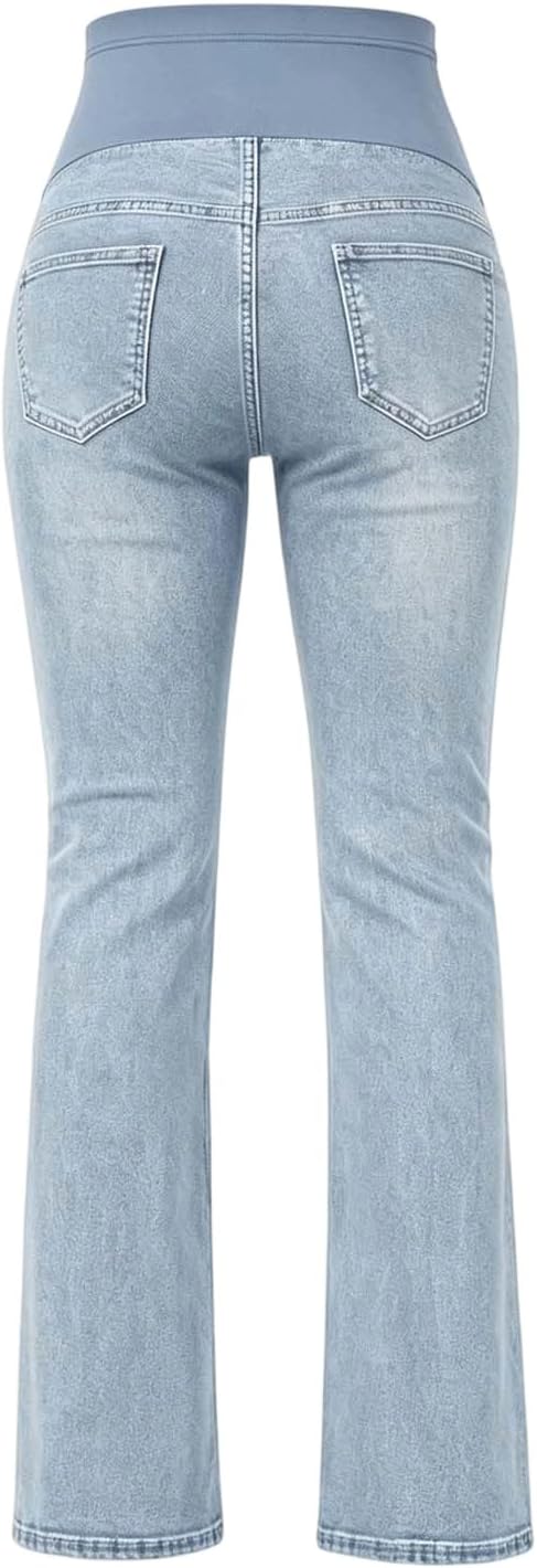Maternity Bootcut Jeans Over Belly Stretch Flare Denim Pants Women