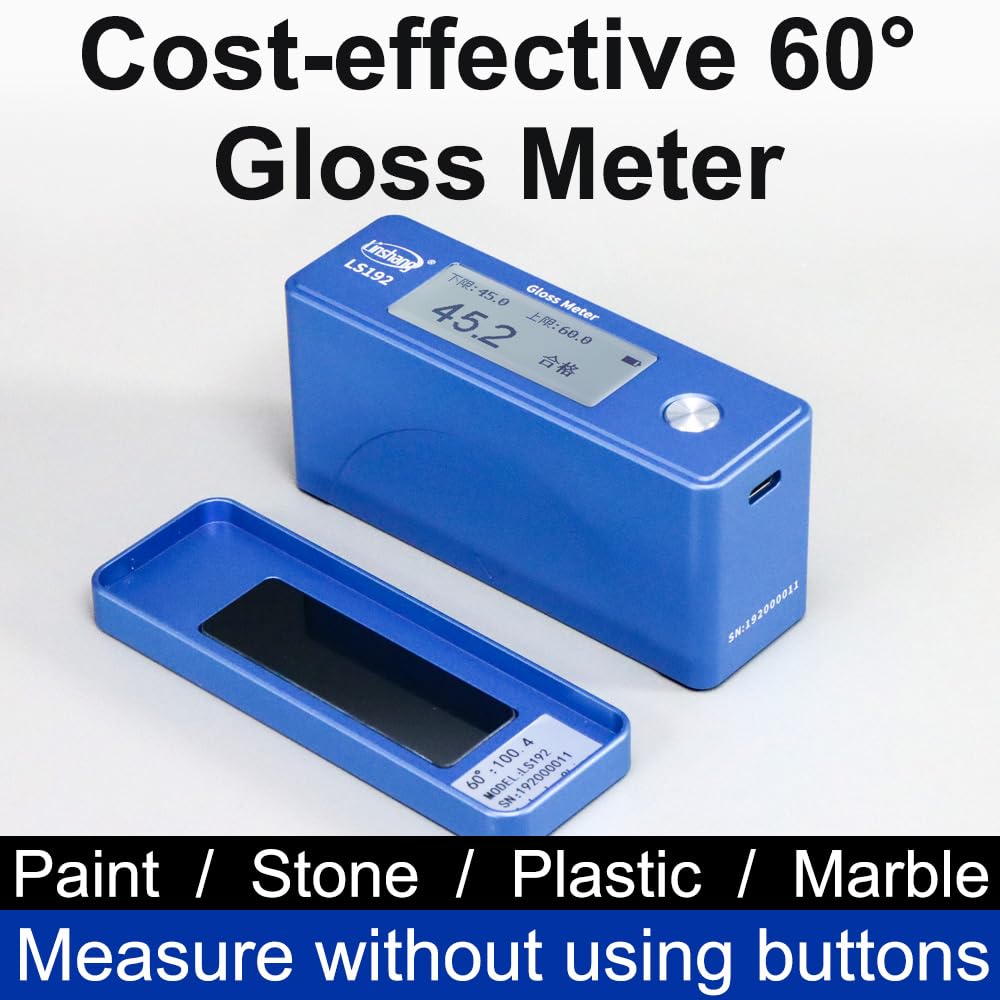 Linshang Gloss Meter LS192 Paint Glosmeter Glossmetre Glossmeter Car LS192 Metal Body 60° Universal Angle Design Large Measuring Range 1000GU
