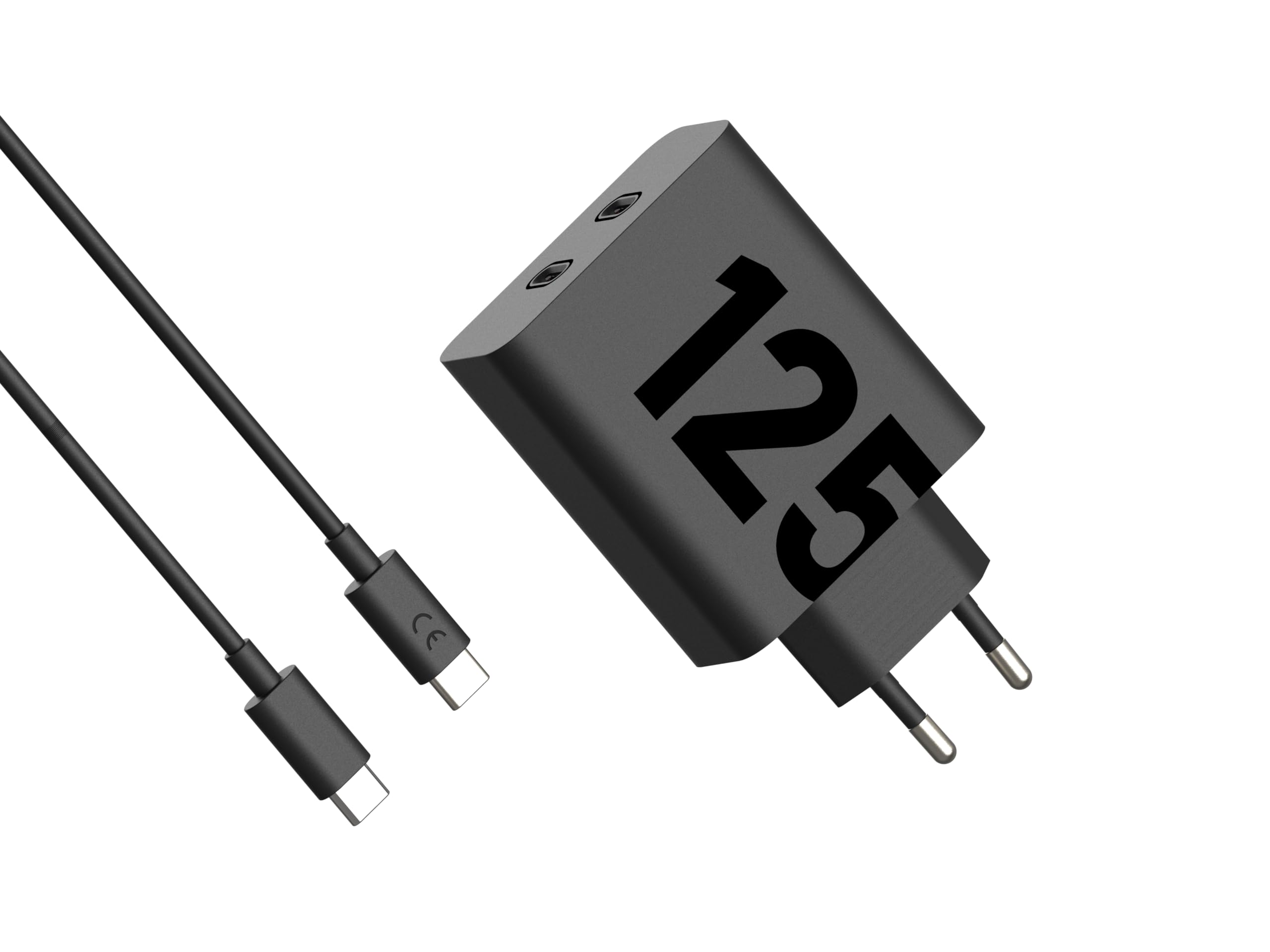 Motorola Chargers - Caricabatterie rapido TurboPower GaN a doppia porta da 125W con cavo USB-C a USB-C da 1 m, 6,5A, marchio E. IMPORTANTE: solo i prodotti Motorola originali riportano il logo "M".