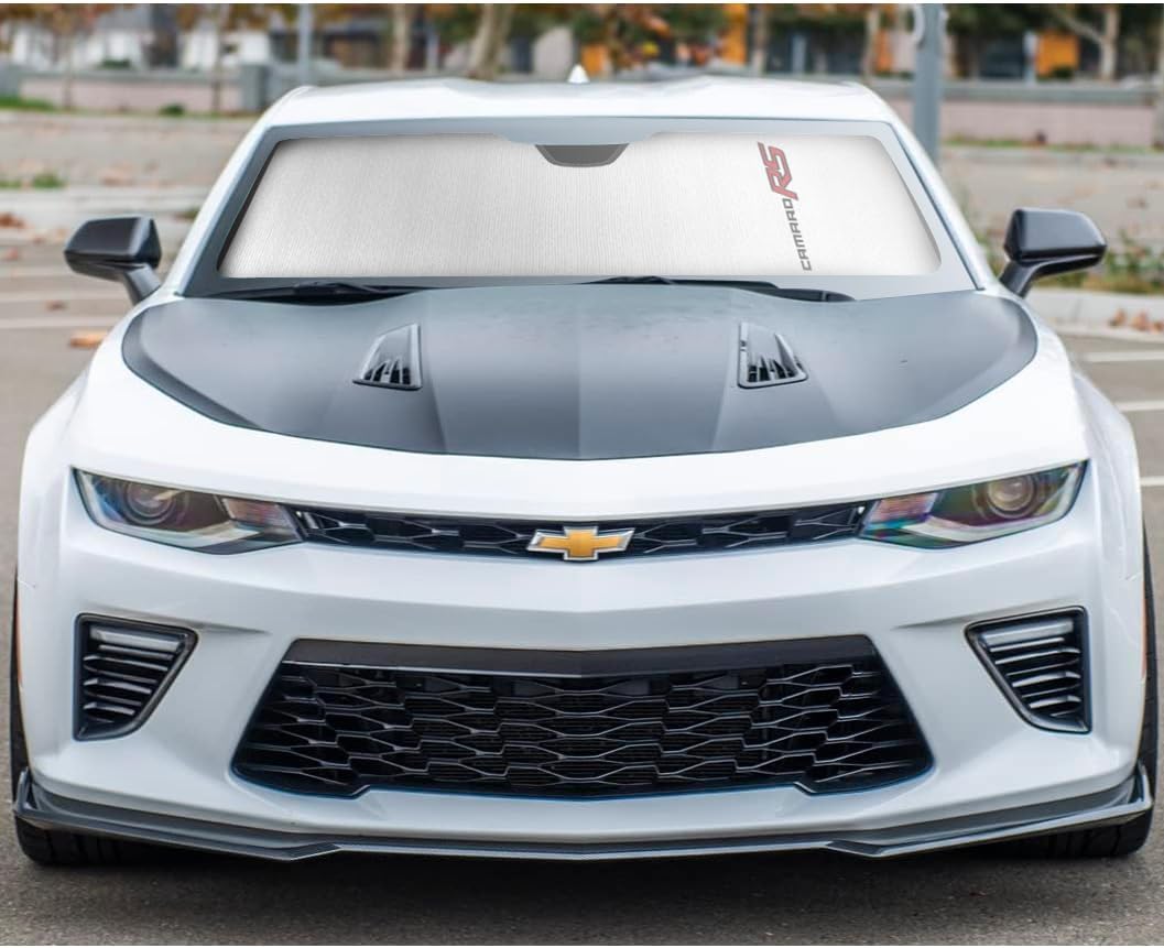 iPick Image for Chevrolet Camaro RS Convertible 2016 to 2024 Custom Fit Silver Folding Windshield Sunshade