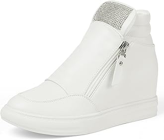 Ckrola Womens Fashion Platform Shoes Hidden Wedge Heel High Top Sneakers for Women Platform Boots Working Shoes Women