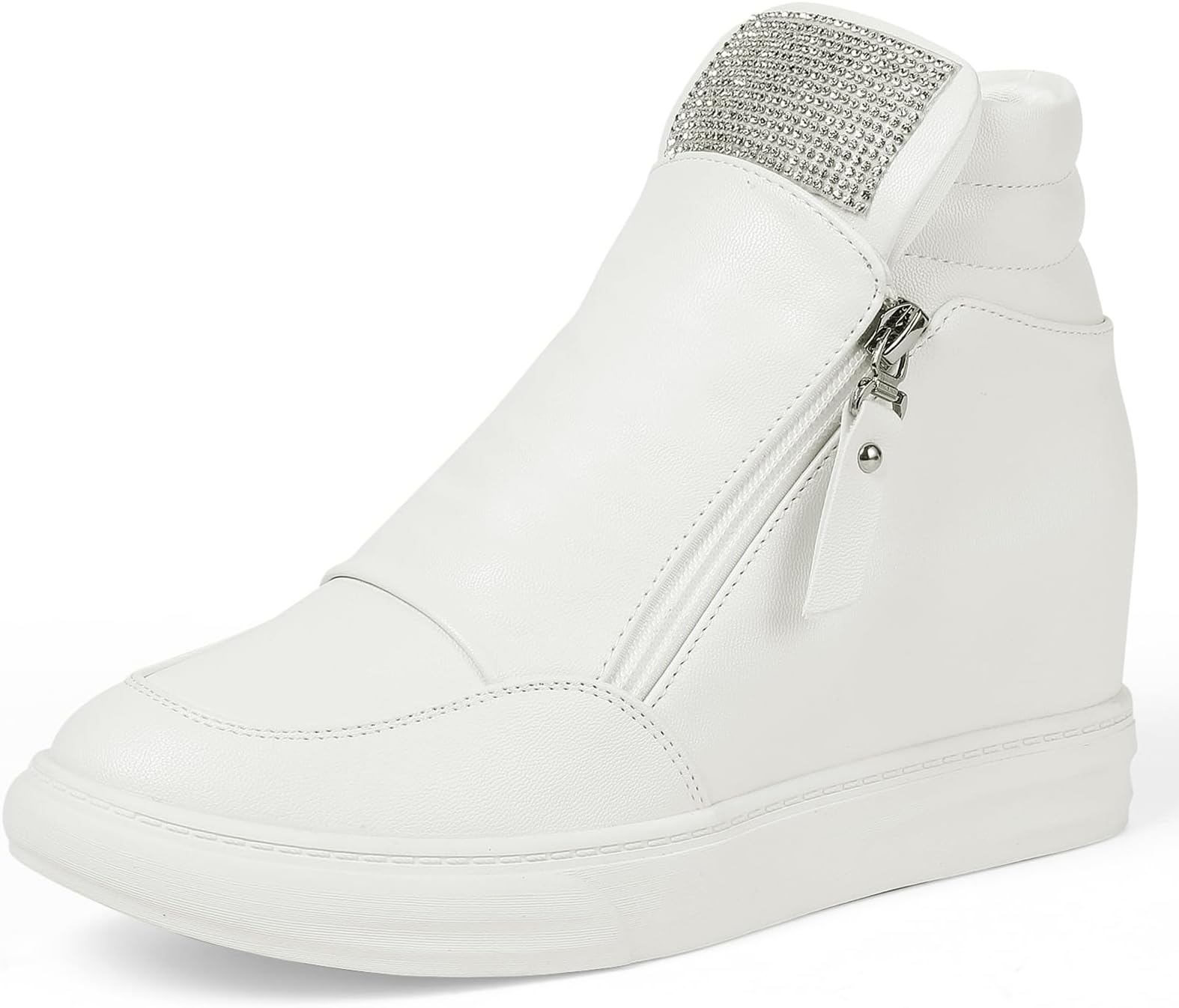 Ckrola Womens Fashion Platform Shoes Hidden Wedge Heel High Top Sneakers for Women Platform Boots Working Shoes Women