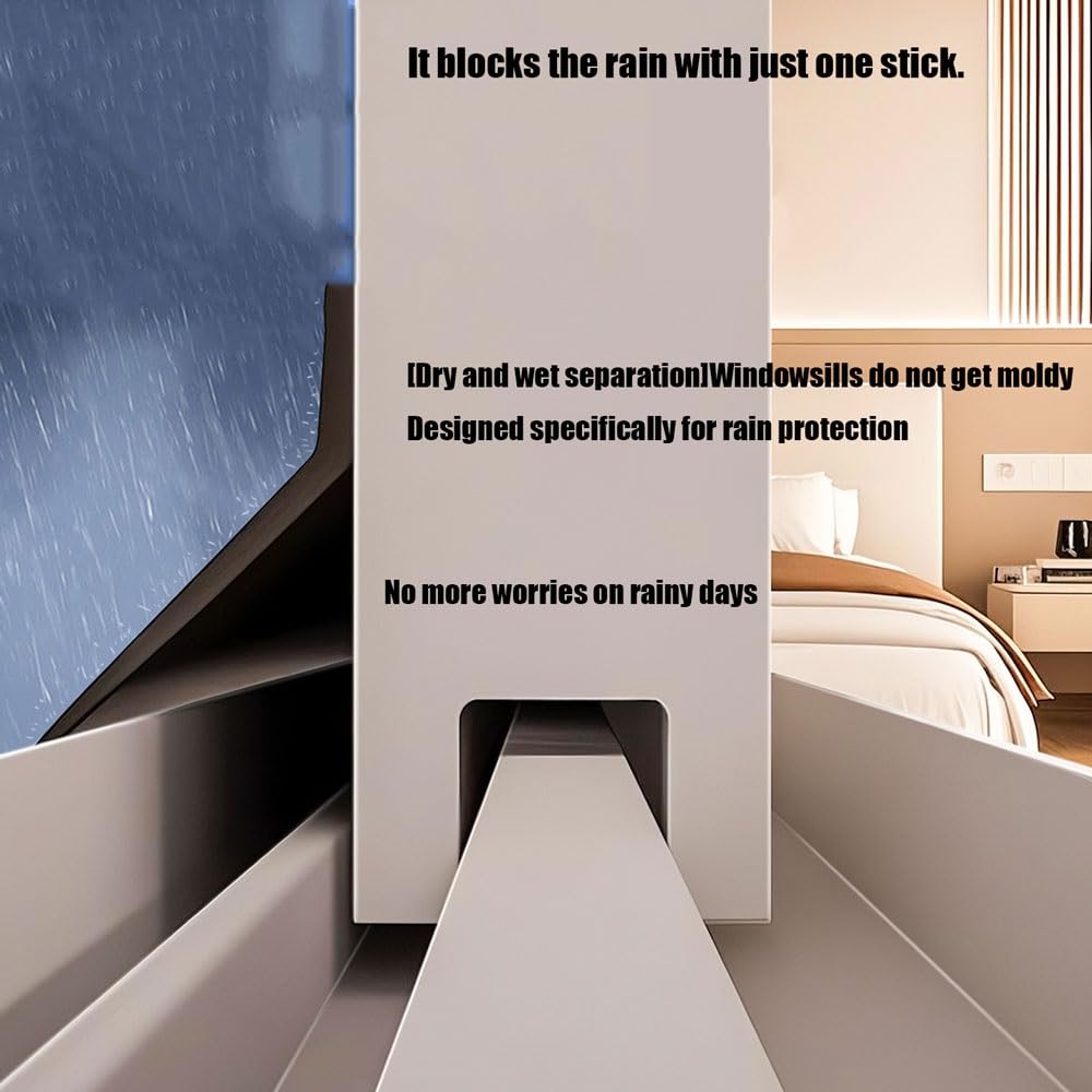 Deflector de Lluvia Autoadhesivo para Puertas y Ventanas, Sello Barrera Negro contra Salpicaduras y Goteo, Interior/Exterior(2m)