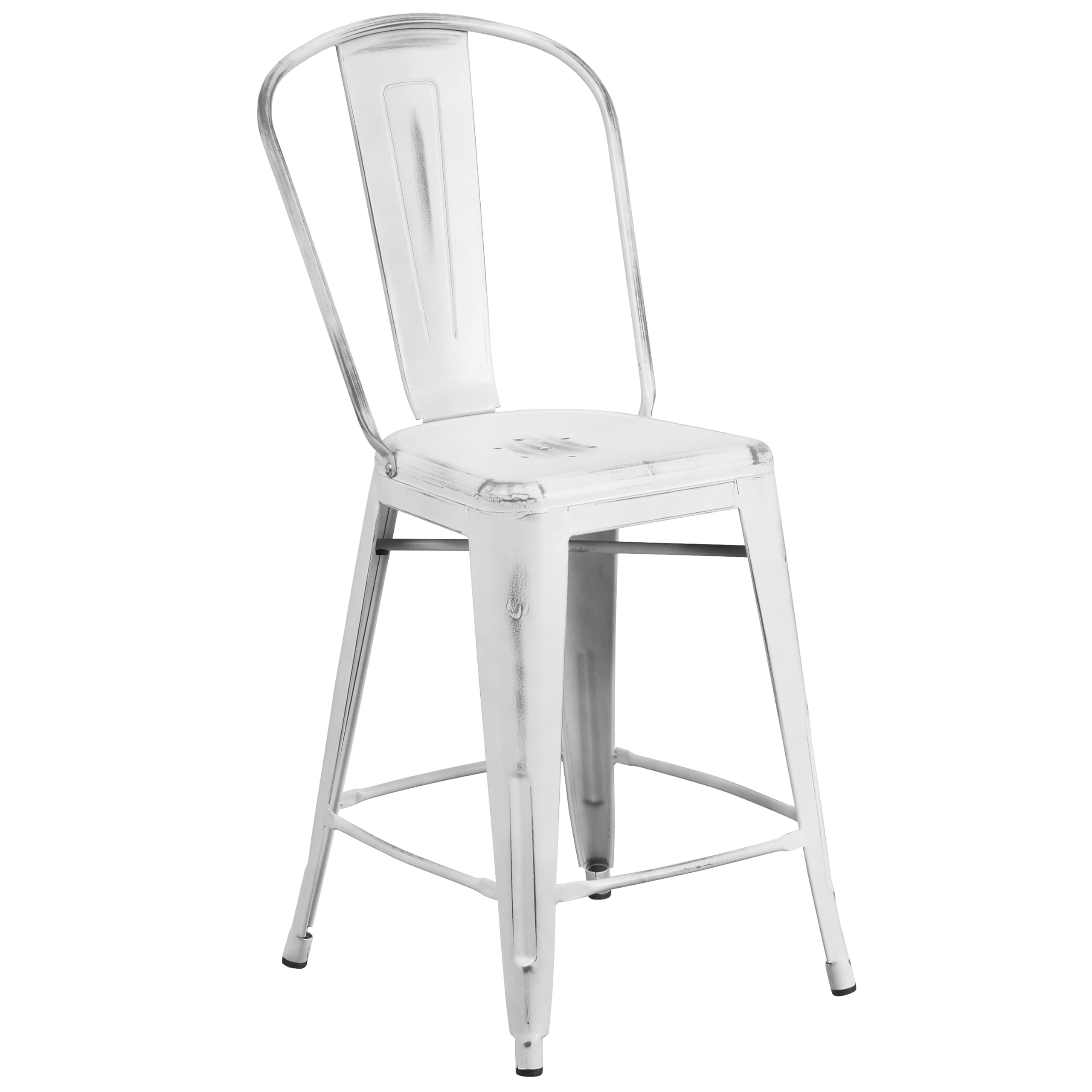 Flash Furniture White / Set of 1 / Metal Seat Stools & Bar Chairs
