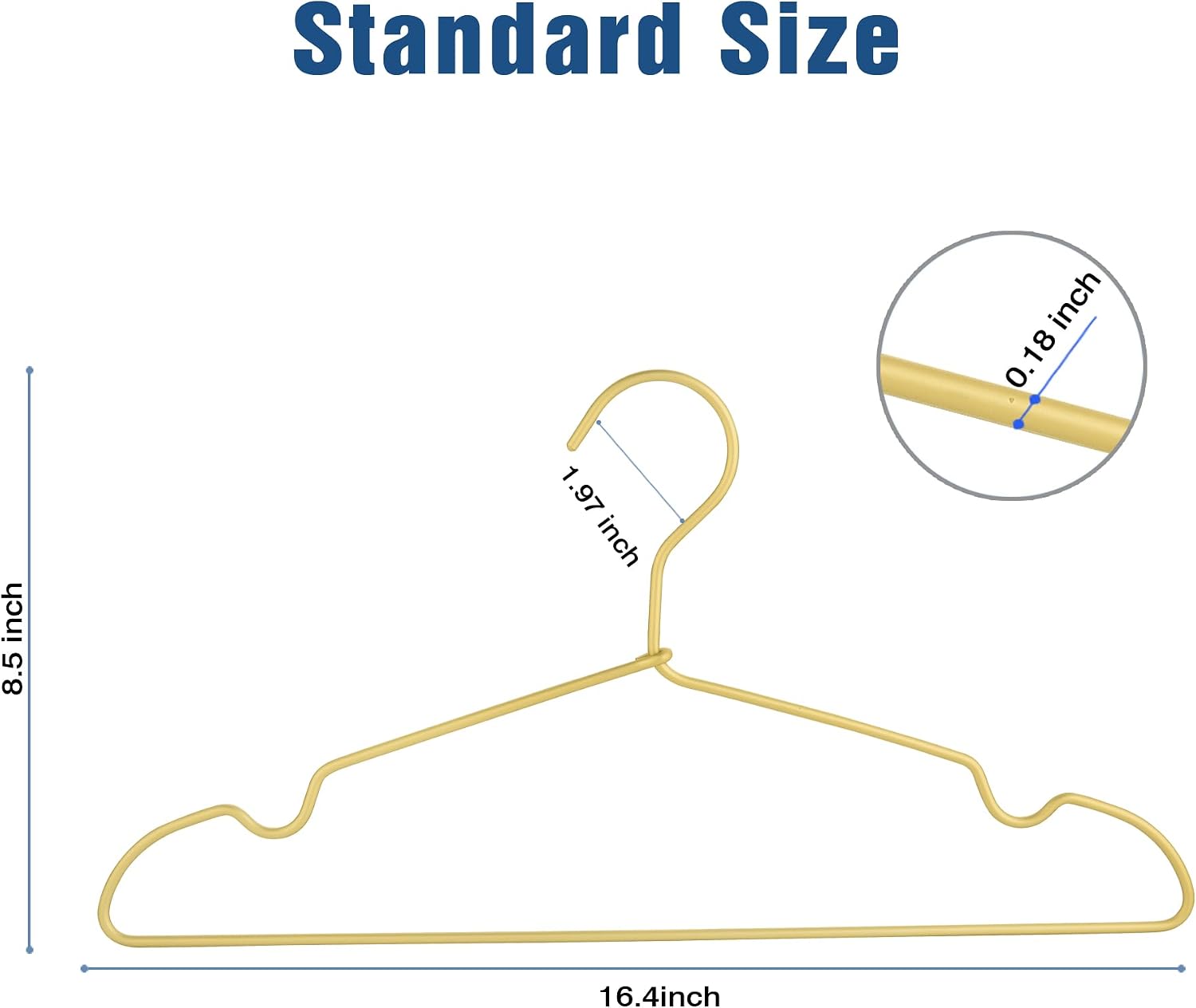 Premium Aluminum Clothes Hangers 10 Pack, 16.5" Soild Metal Coat Hangers with Round Notches for Storage Display Sling Organization of Suit, Jacket, Shirt, Dress & Pants(Matte Gold)