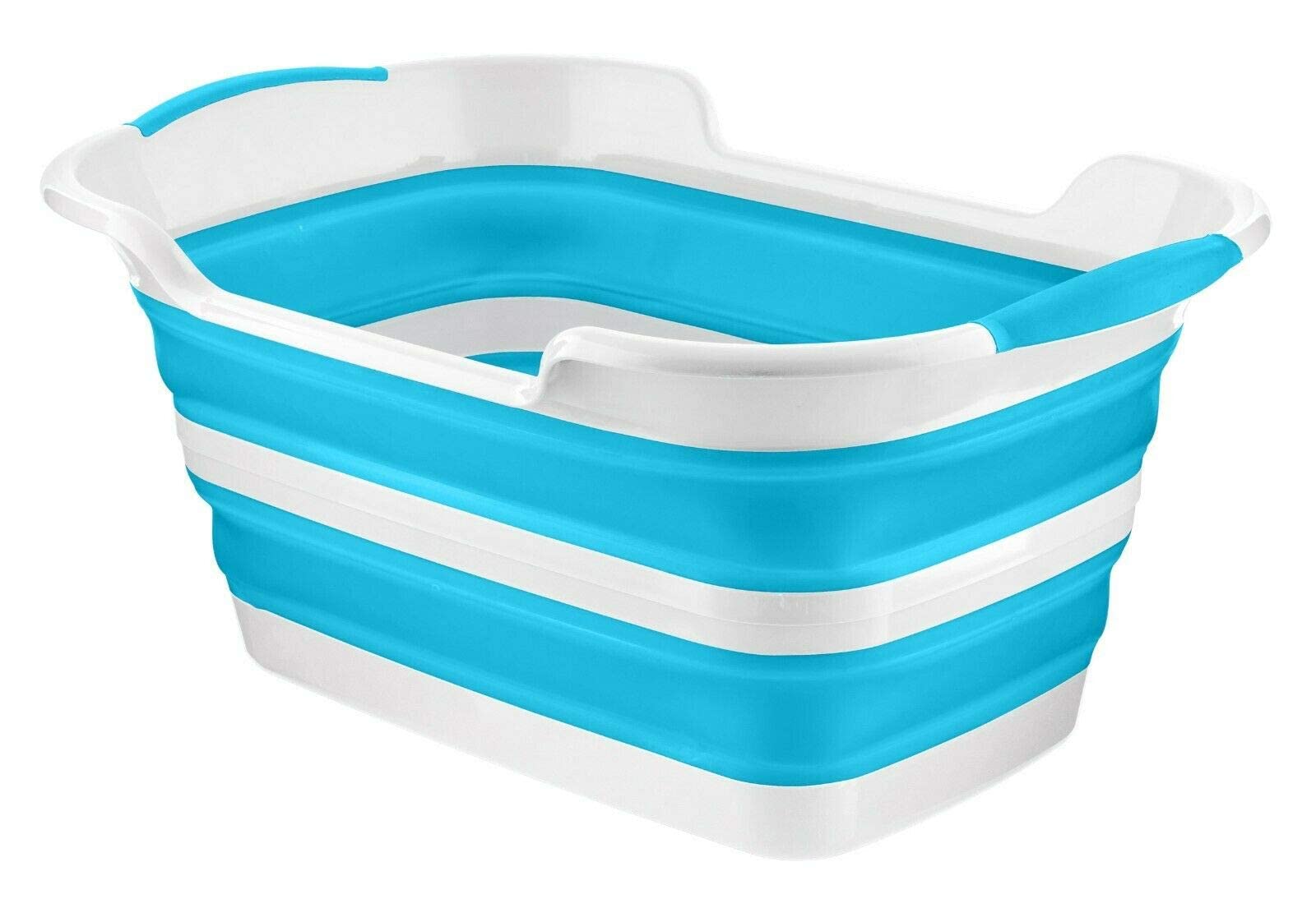 Homeshopa Collapsible Plastic Laundry Basket, 27 Litre Foldable Pop Up Storage Container/Organiser, Portable Washing Tub, Strong & Durable Space Saving Washing/Clothes Bucket/Hamper