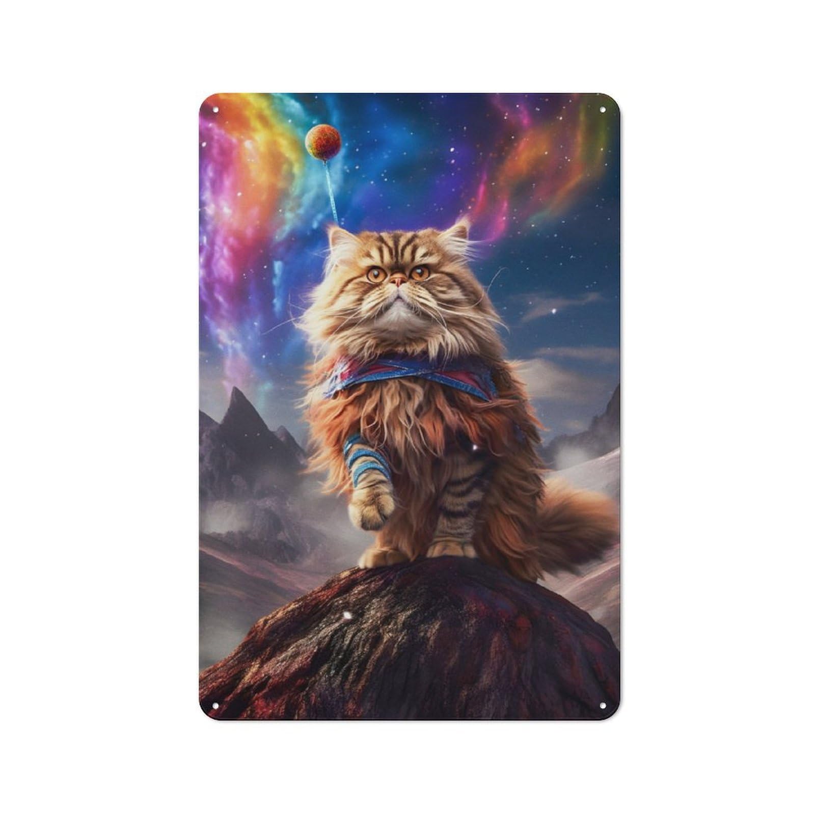 Junmoney Cute Cat Galaxys Retro Metal Sign 30X20cm, Garage Style Shed Wall Plaque For Garage, Hobby Room, Office Or Man Cave