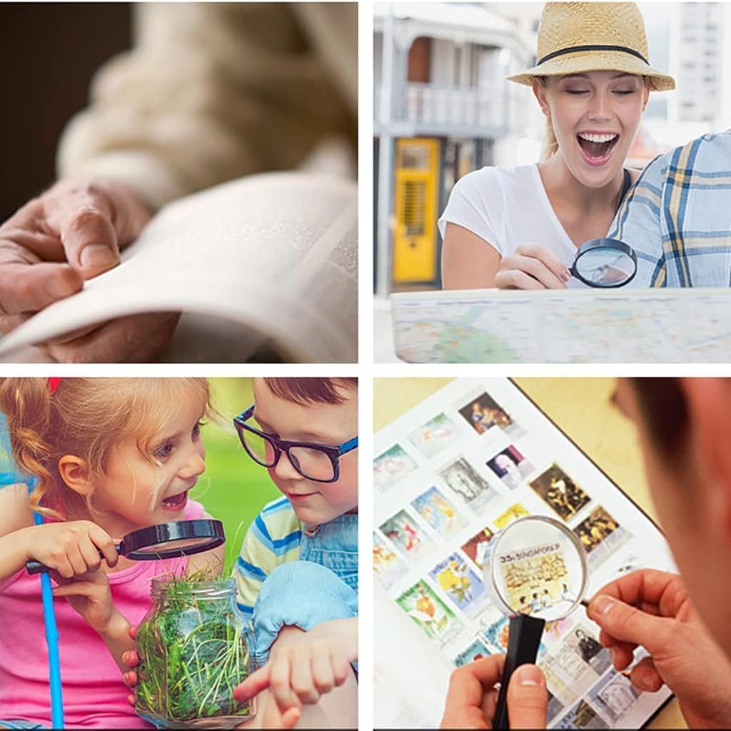 Handheld Magnifying Glasses for Reading, 10X 20X Aspheric Magnifier for Visually Impaired Seniors, Portable Page Magnifier Lightweight