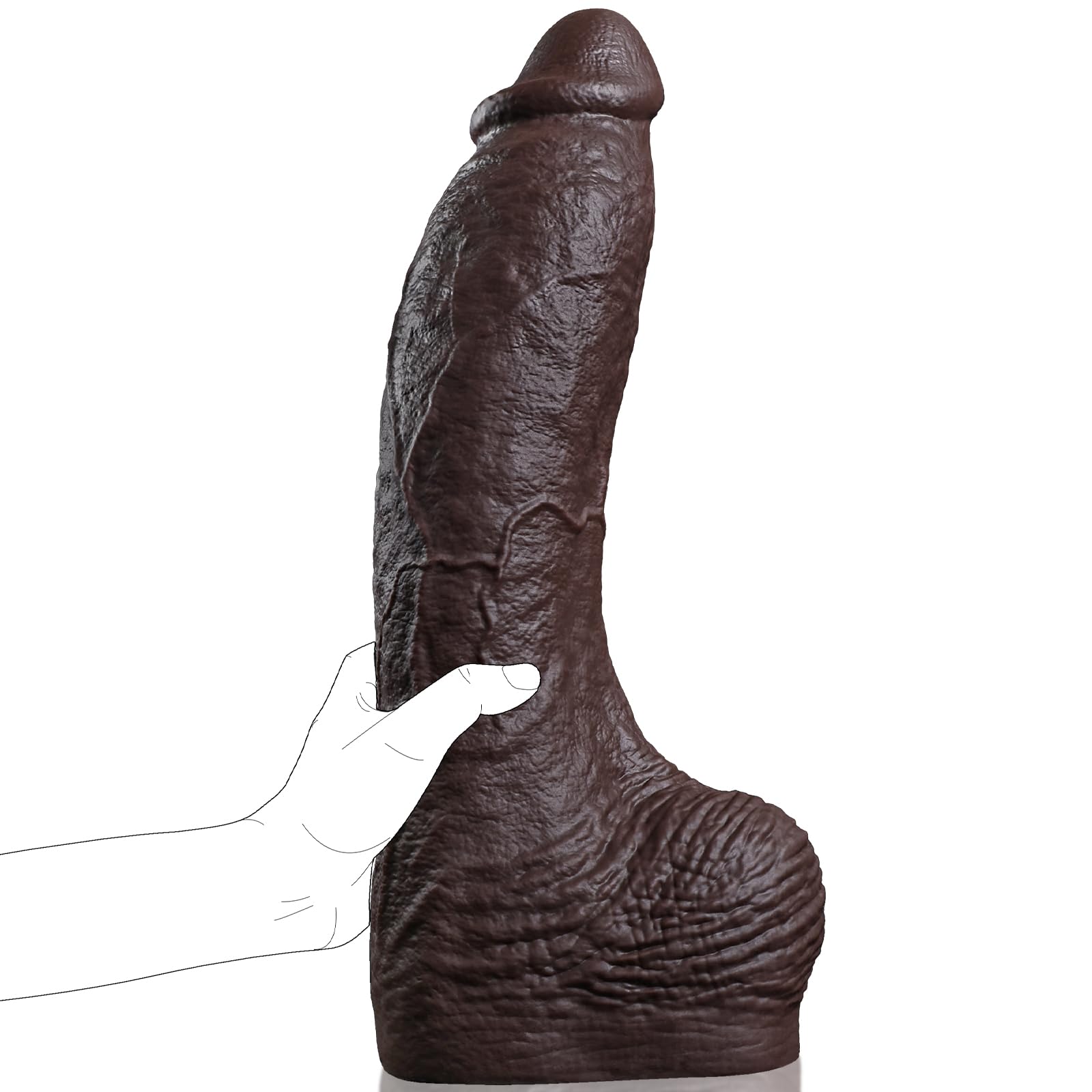 Dildo XXL Gigante 41 × 9 cm, Consolador Monster Negro de Silicona de Doble Densidad con Ventosa, Diseño Realista e Impermeable, para Usuarios Experimentados
