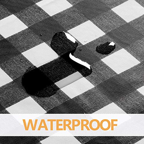 Image of sancua Checkered Vinyl Rectangle Tablecloth 54 x 78 Inch, 100% Waterproof Oil Proof Spill Proof PVC Plaid Table Cloth, Wipe Clean Buffalo Table Cover for Dining Tables Buffet Parties, Black and White