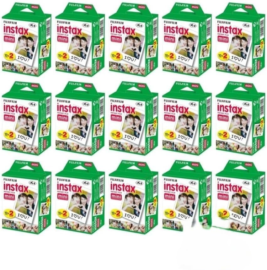Image of Fujifilm Instax Mini Instant Film for Mini Cameras, White, Credit Card Sized with Free Bonus Cap Keeper - (15 x Twin Pack)