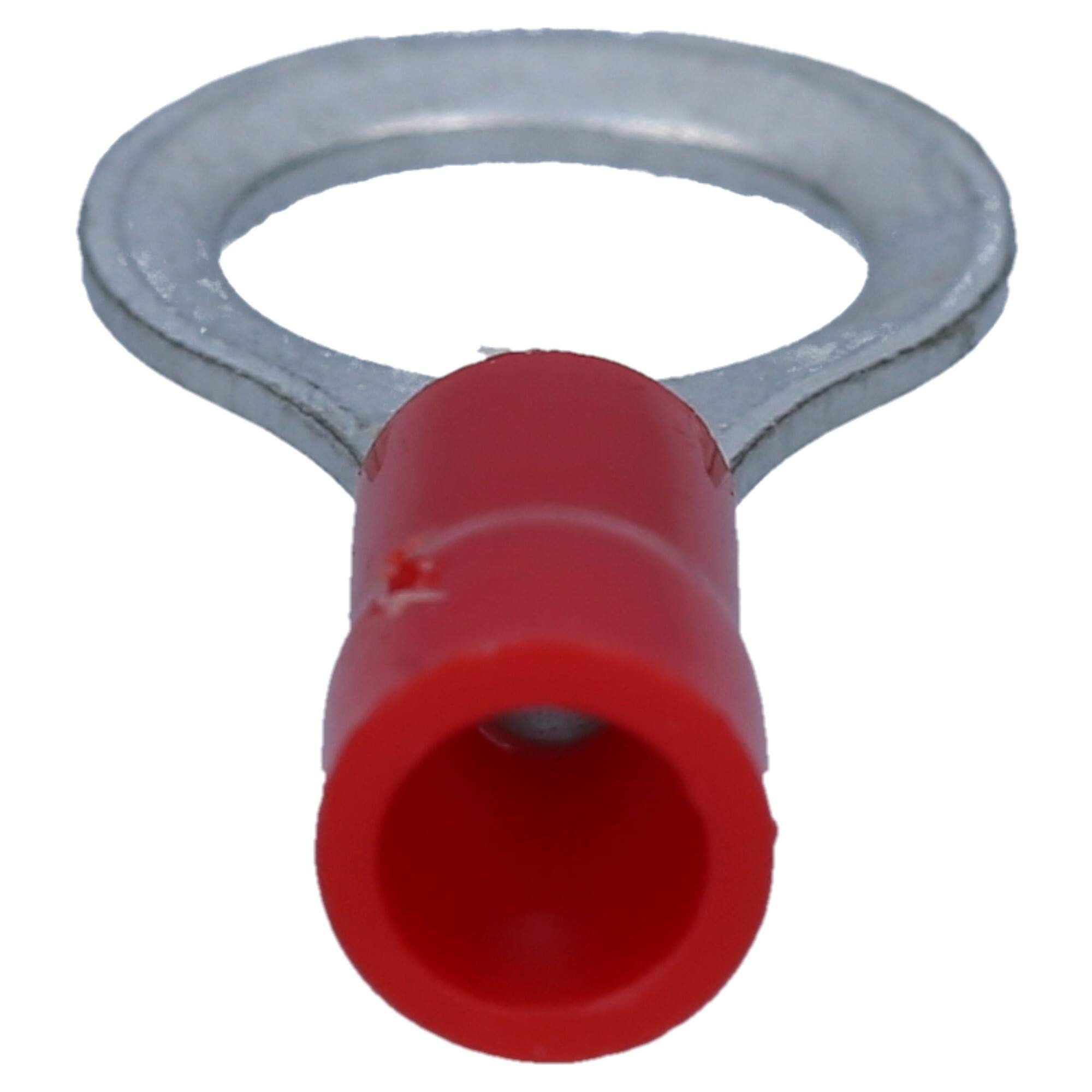 Cembre 50x RF-M8 Terminal de Cable Anular Aislado M8 Rojo, 0,25-1,5 mm² | Conector de compresión de latón estañado, ideal para instalaciones eléctricas en coche, camión o casa, de -20 a +80 °C
