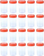 YXQ 20Pcs 60ML Sterile Specimen Cups with Lids 2OZ Screw-on Cap Red Cover Measuring Containers Seal