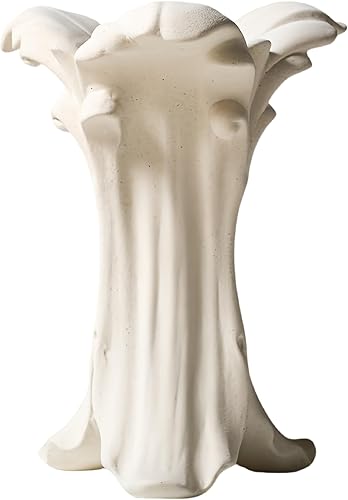 Jarrón de cerámica blanca, superficie rugosa, forma ondulada, 8.74 x 6.46 x 5.63 pulgadas, jarrón retro de estilo gótico medieval europeo Morden,
