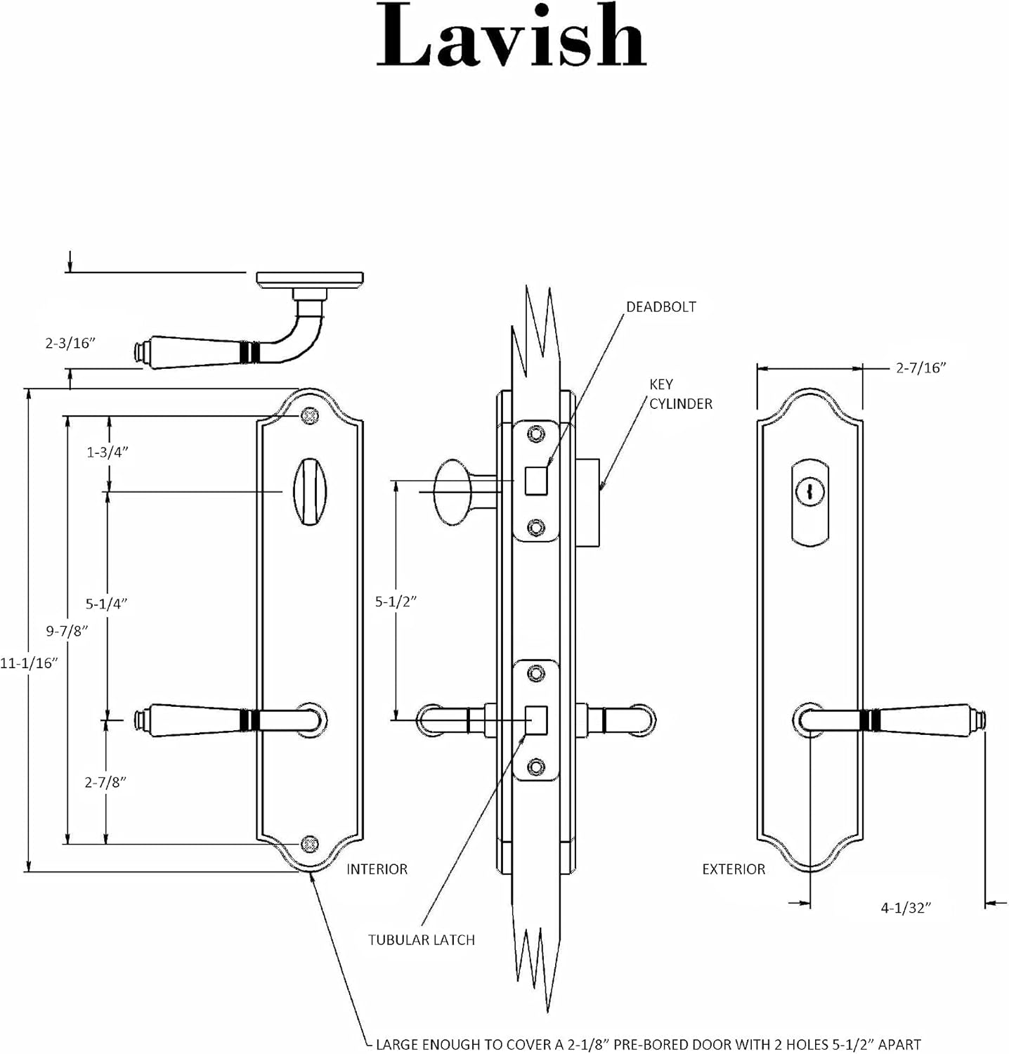 Lavish Solid Brass Lever Set and Back Plates with Deadbolt for Entry Doors in Oil Rubbed Bronze, 2-3/8” Backset