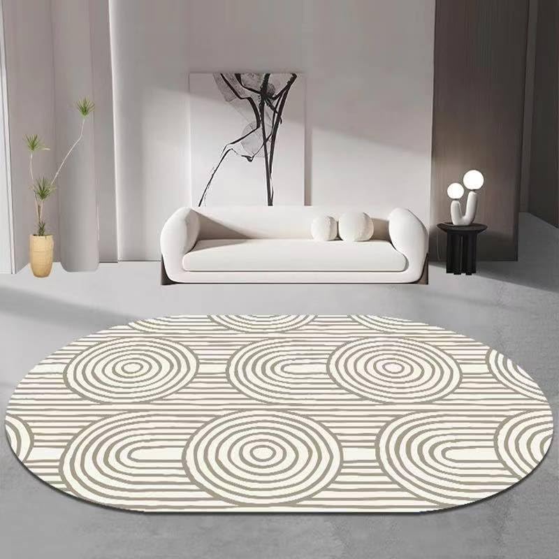 Alfombra geométrica beige moderna oval de 80x140cm para decoración del hogar