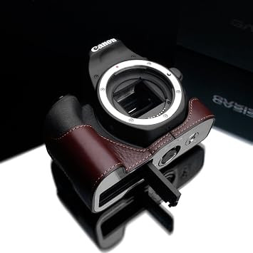 Gariz XS-CH200DBR Genuine Leather Half Case for Canon 200D / Rebel SL2, Brown