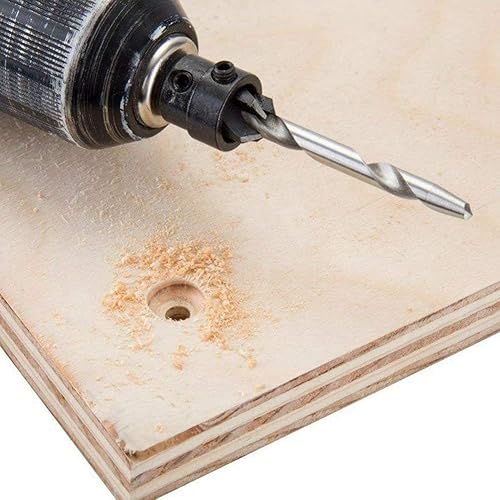 Miniatura 7 de Juego de 7 brocas avellanadas con collares de tope y llave, perfectas para madera, brocas avellanadas de cambio rápido hechas para tamaños de