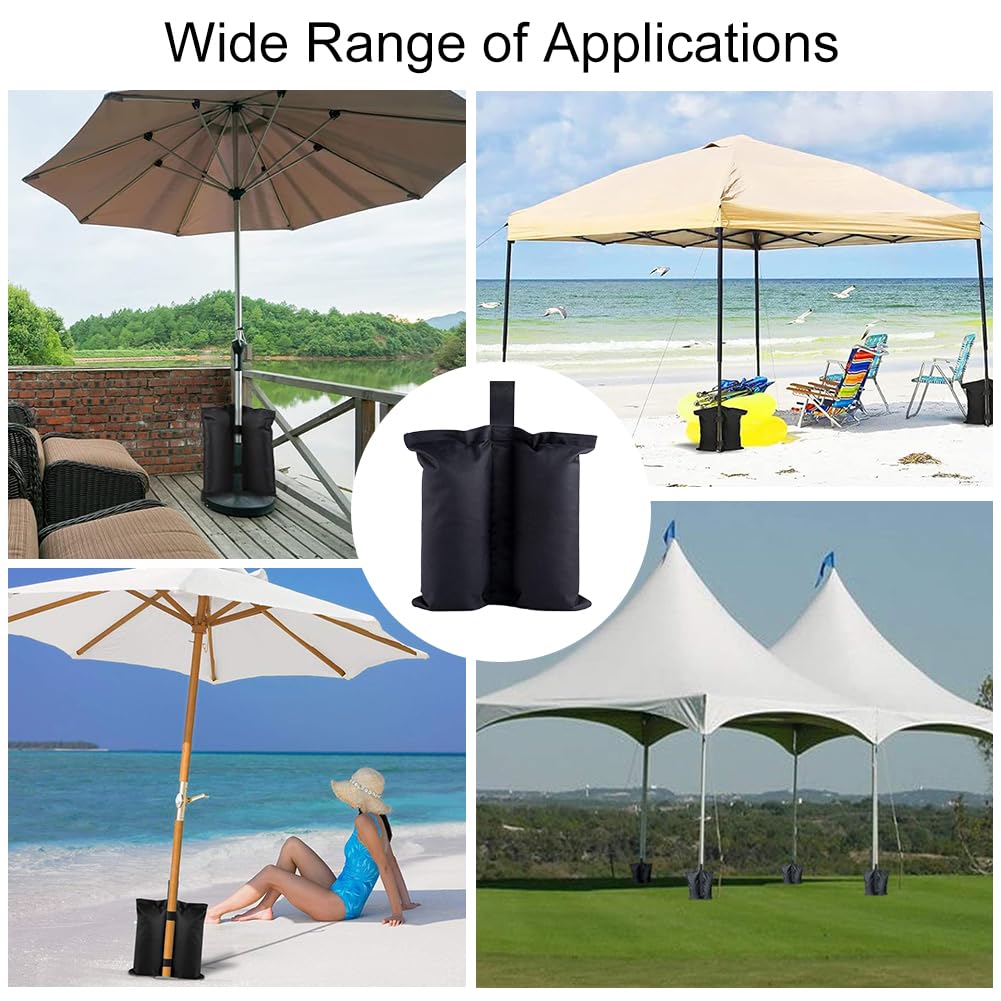 Sacchi Sabbia per Gazebo,Pesi per Gazebo,Pesi per Gazebo Esterno,Zavorre per Gazebo,Sacchi Sabbia da Riempire,Sandbag,Sacchi Sabbia a Tenda,per Esterni (Stile 2 - Nero 4pcs)