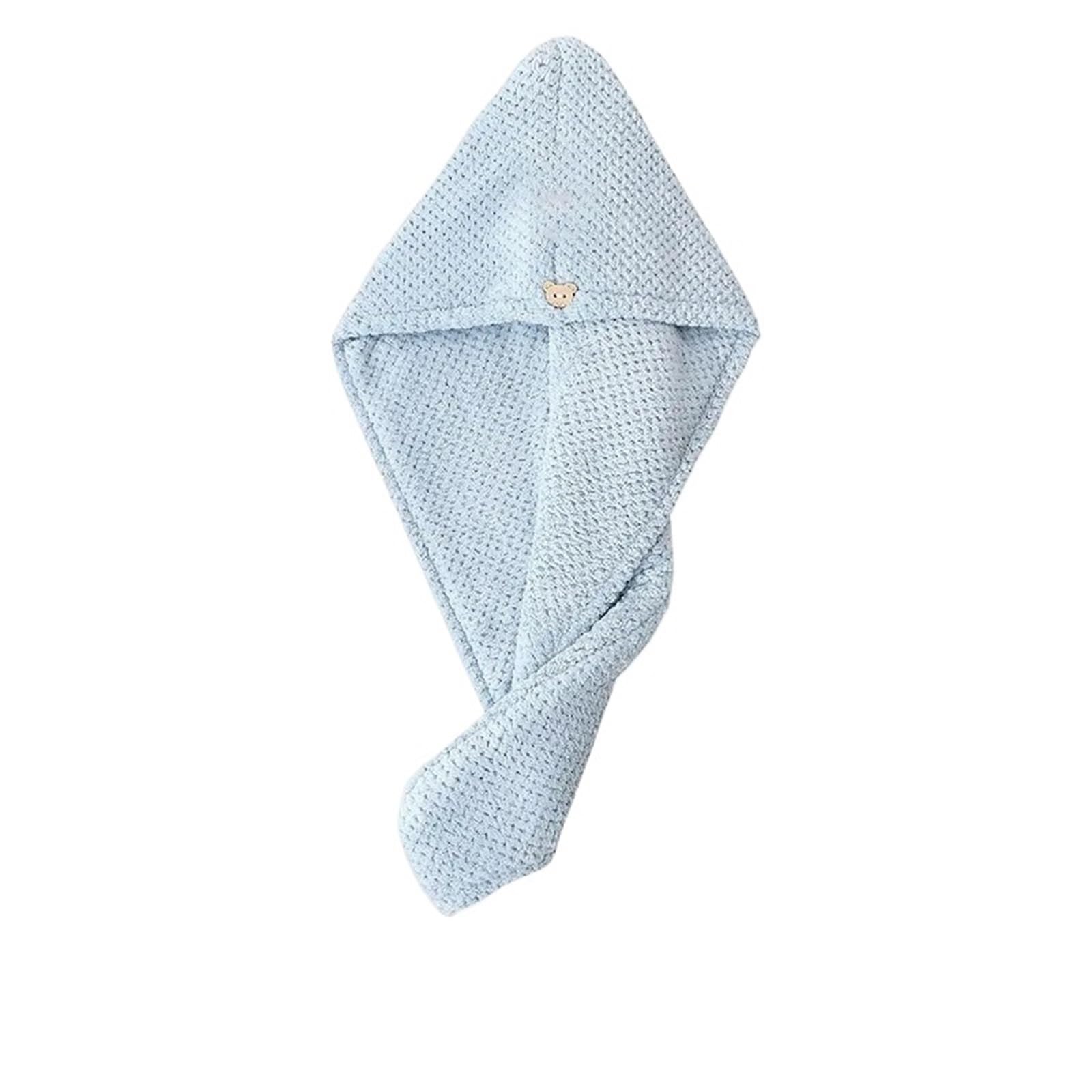 SUODEBYY Hair Towel Coral Fleece Pineapple Grid Dry Hair Cap Towel Thickened Absorbent And Soft For Home Use(Blue)