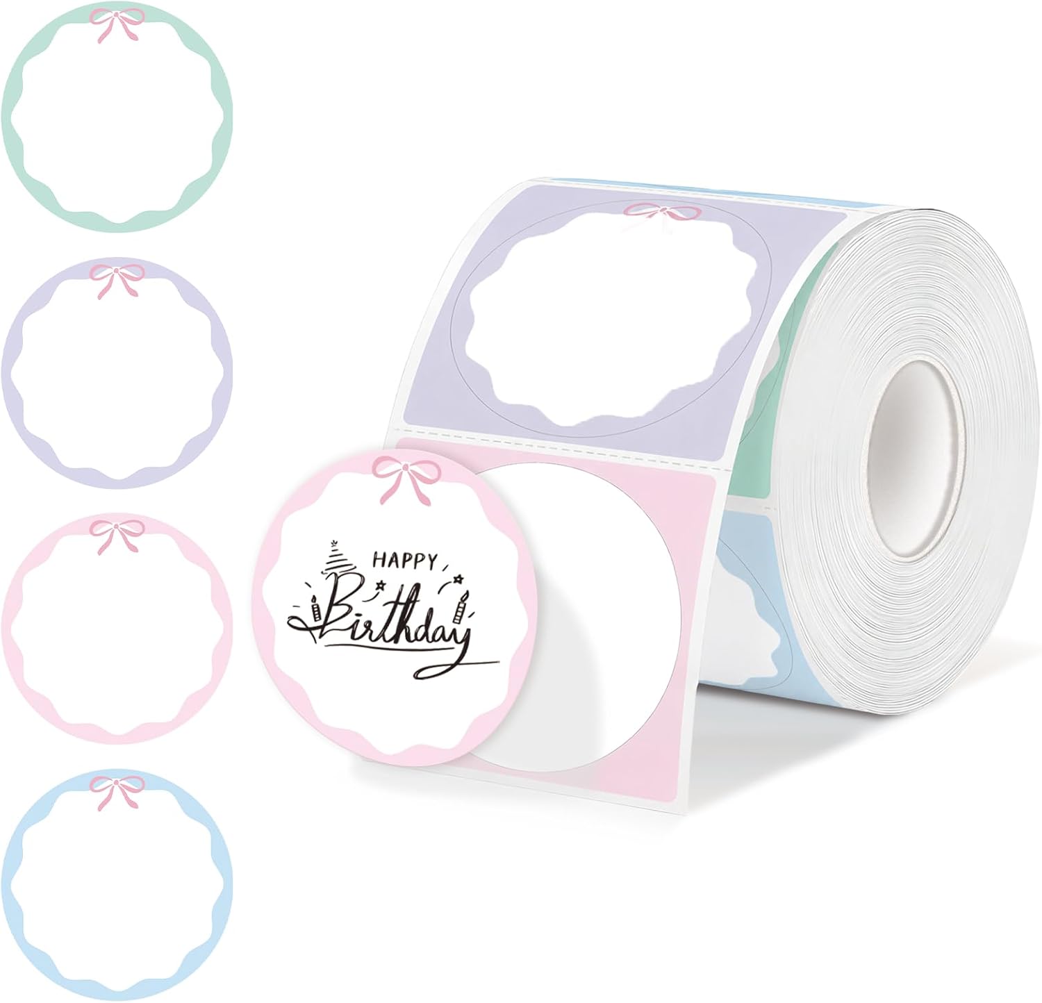 2" 500/Roll Bow Round Thermal Labels, Waterproof, for Thermal Printer