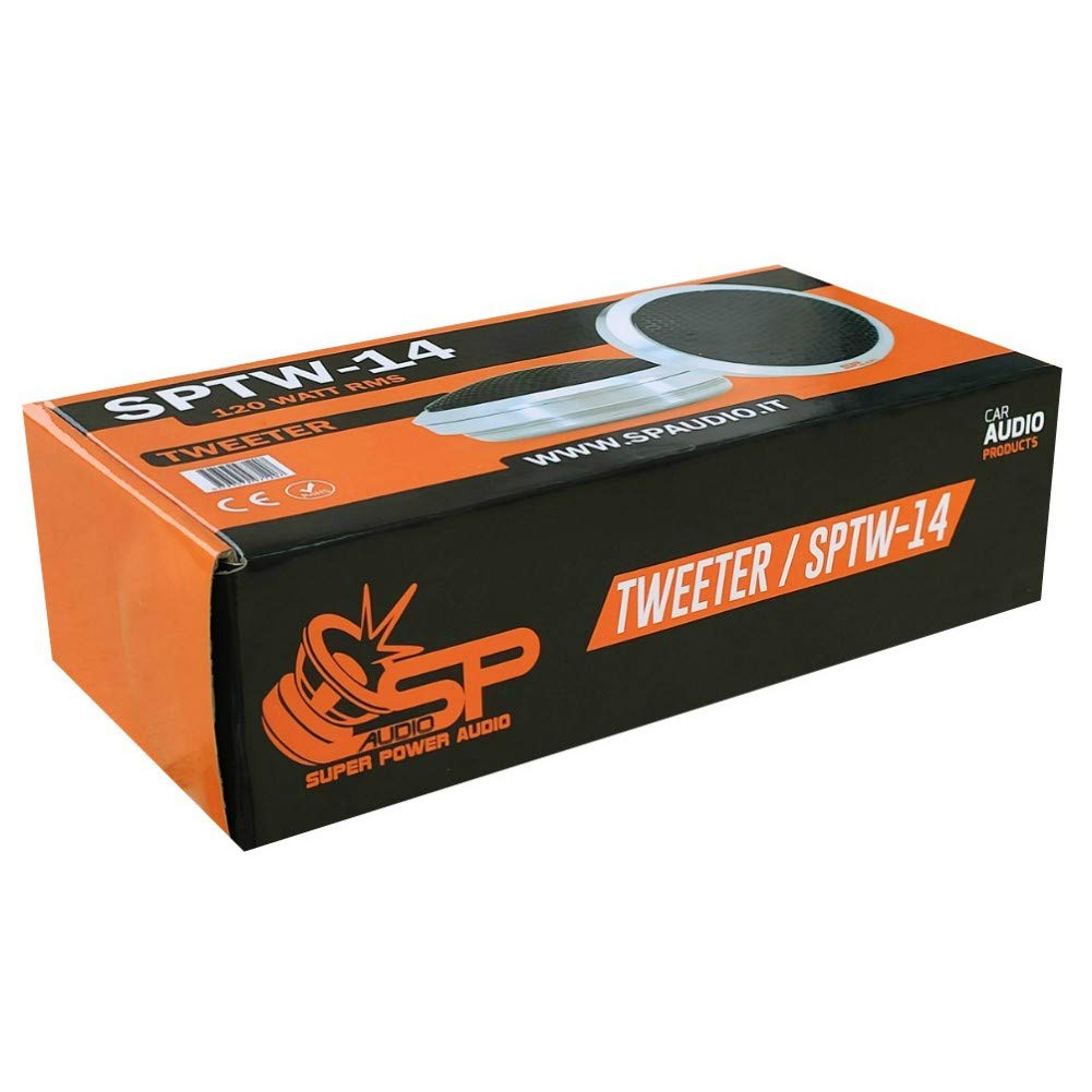 SP AUDIO 2 SP TW-14 Tweeter 2,2" 5,50 cm 55 mm diámetro 120 vatios rms y 240 vatios MAX 4 ohmios de Aluminio Profundidad Reducida de 1,00 cm, el par