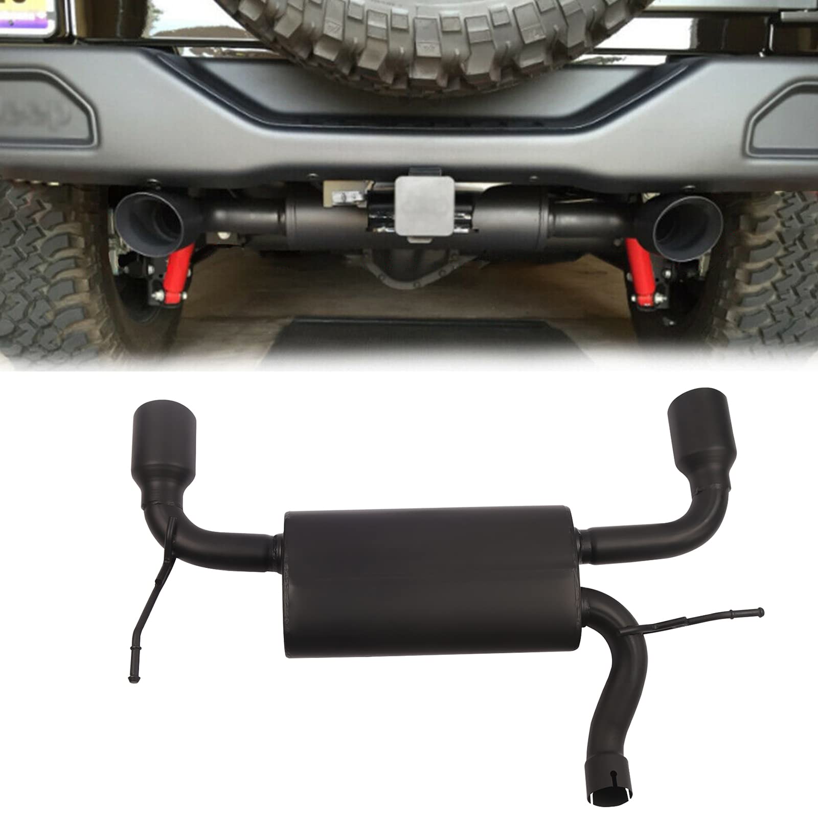 : BoardRoad Exhaust Muffler System Cat-Back Matte Black Dual  CatBack For 2007-2018 Wrangler JK 2/4DR : Automotive