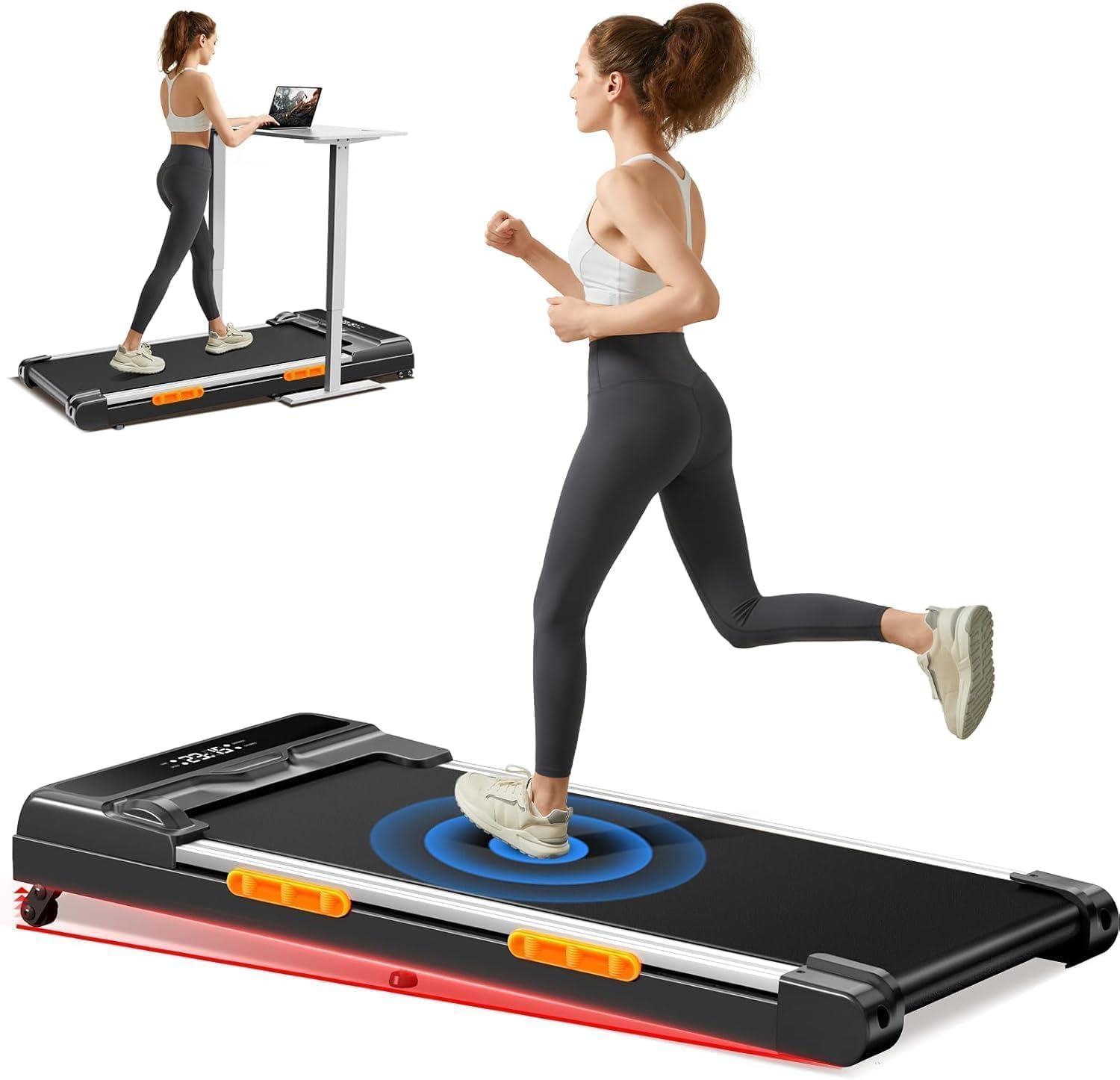 CURSOR FITNESS Walking Pad Treadmill with Incline, Under Desk Treadmill with Triple Shock-Absorbing System, 2.5HP Quiet Brushless, Portable Walking Treadmill with Remote Control